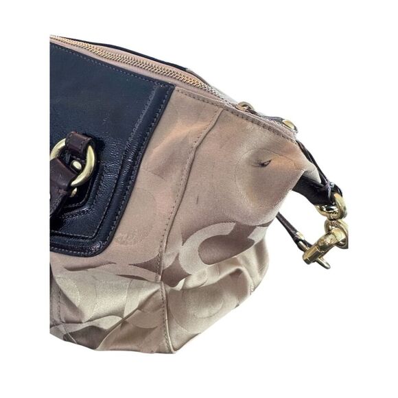 Coach Madison Audrey Satchel Beige/Brown Canvas Patent Leather Bag - Picture 7 of 13